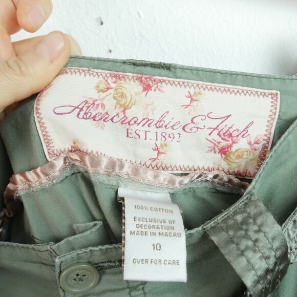 Vintage Y2K Abercrombie & Fitch Cargo Pants Size 10 Military Paratrooper Baggy - Picture 4 of 15